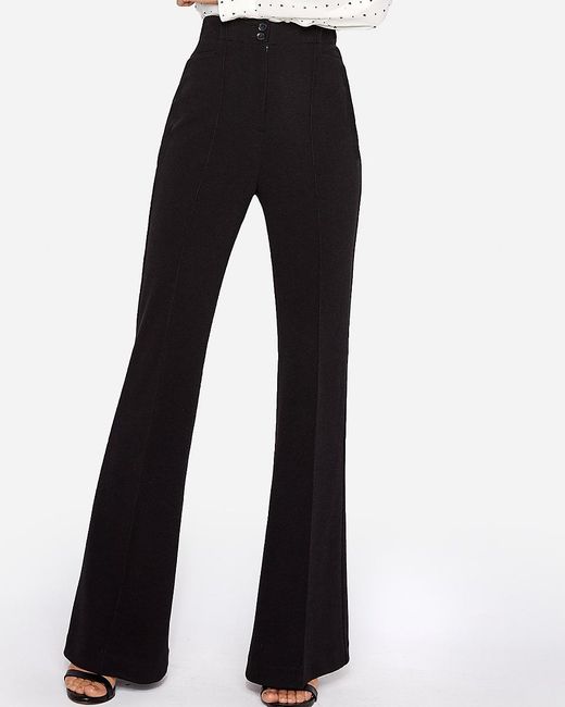 High Waisted Pintuck Flare Dress Pants 