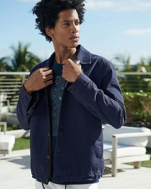 Express Striped Navy Seersucker Shirt 
