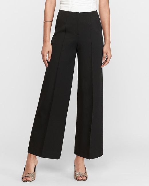 Express High Waisted Seamed Wide Leg Palazzo Ankle Pant Black 8 Short ...