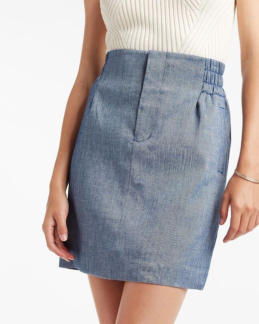 high waisted navy blue mini skirt