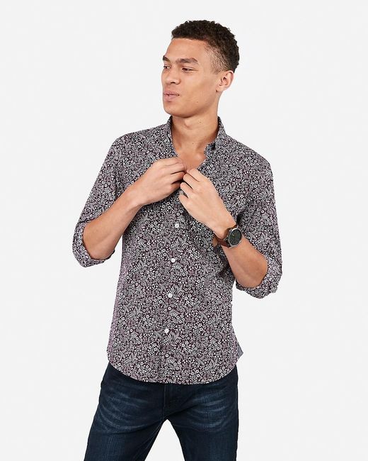 Buy Mens Slim Floral Button-down Soft 