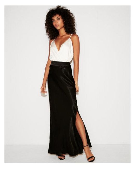 Express High Waisted Satin Maxi Skirt 