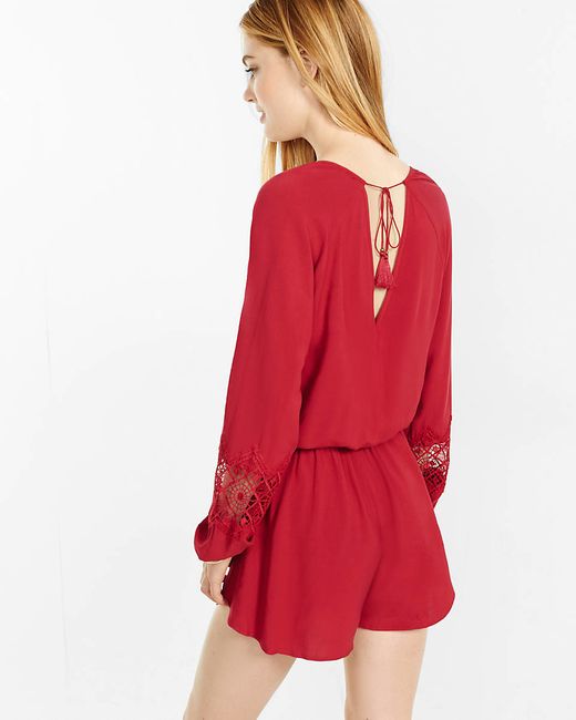 lyst express surplice lace romper in black express surplice lace inset sleeve romper in lyst express surplice lace romper in black express surplice lace inset sleeve romper in