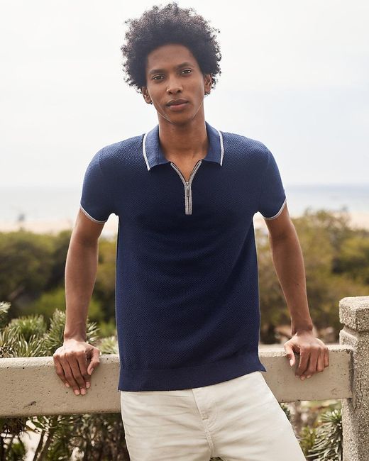 Express Short Sleeve Cotton Tipped Zip 