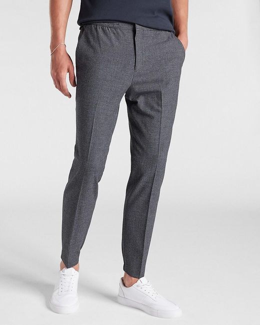 Express Extra Slim Gray Houndstooth 
