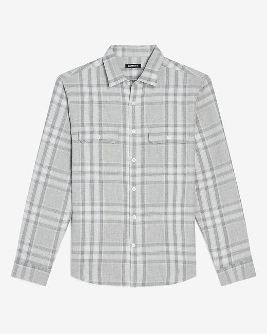 Express Slim Plaid Heavy Flannel Shirt 