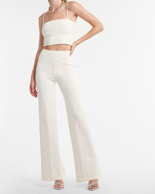 Compression Wide Leg Palazzo Pant White 
