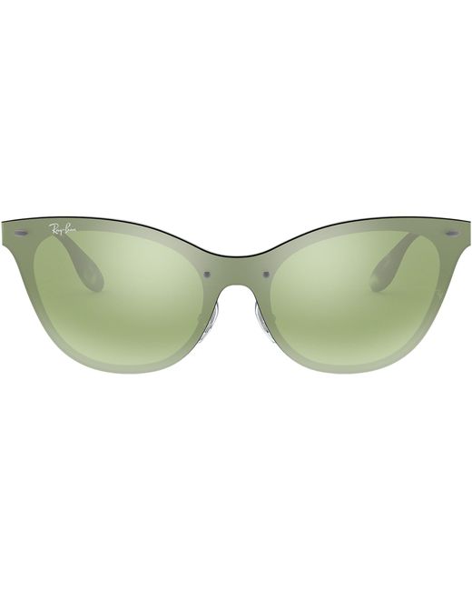 Ray-Ban Blaze Cat Eye Rb3580n 042/30 Brusched Silver in Green | Lyst