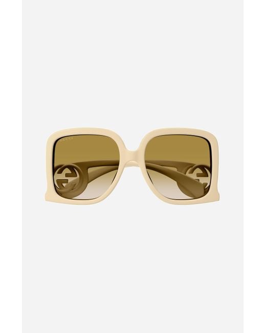 Gucci GG1326 Ivory Butterfly Shape Sunglasses in Metallic | Lyst