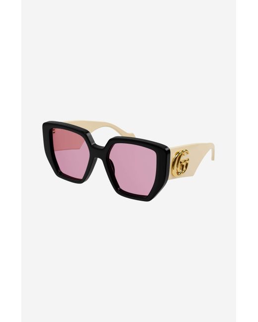 Gucci GG0956S Oversized Black And Pink Sunglasses With Maxi Logo | Lyst