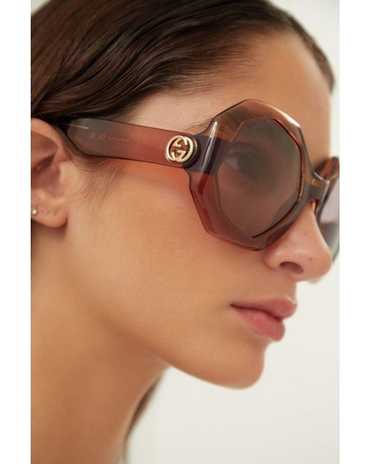 Gucci GG1028SK Brown Chain Rounded Sunglasses – Designer Daydream