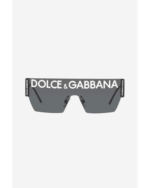 Dolce & Gabbana Grey Mask Sunglasses With Logo in Gray | Lyst