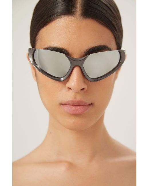 Balenciaga Xpander Silver Bb0202s-002 Wrap Around Sunglasses in Metallic |  Lyst