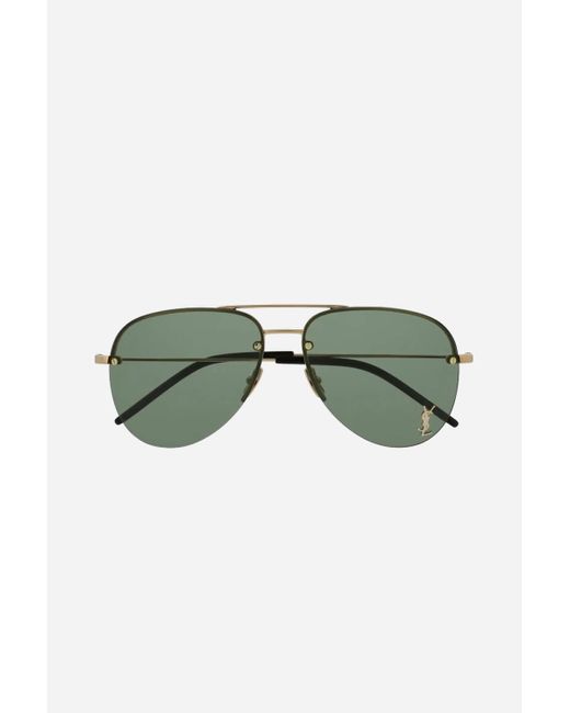Saint Laurent Eyewear Double-Bridge pilot-frame Sunglasses - Black