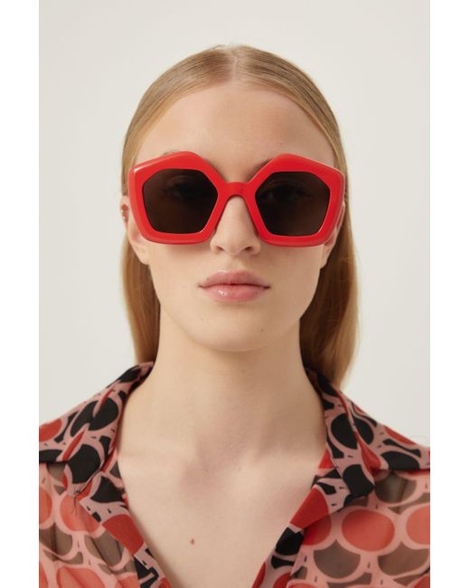 Marni Hexagonal Red Sunglasses | Lyst