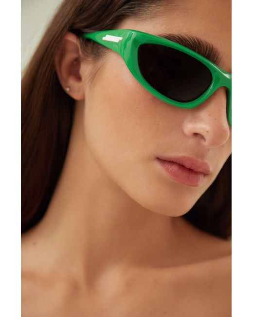 Bottega Veneta Wrap-frame Acetate Sunglasses In Green