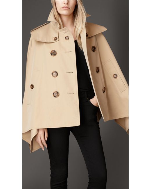 Burberry Natural Cotton Gabardine Trench Cape