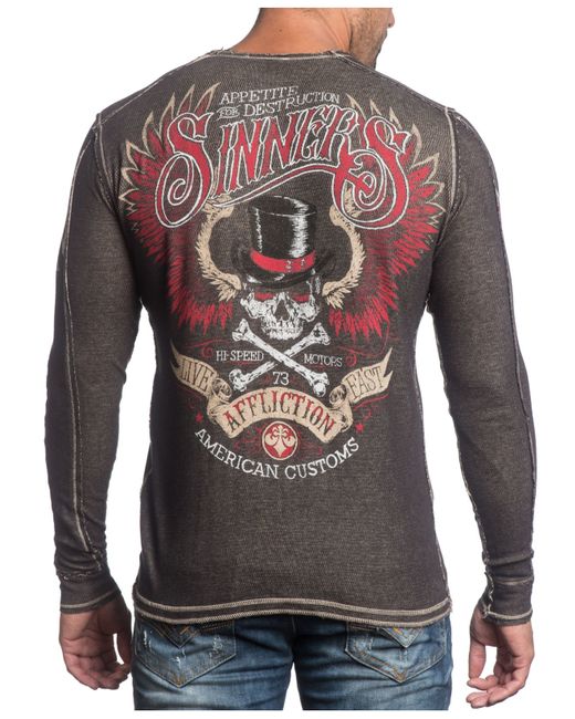 Affliction Men's Reversible Thermal Tried & True Long Sleeve Shirt in Brown  for Men | Lyst