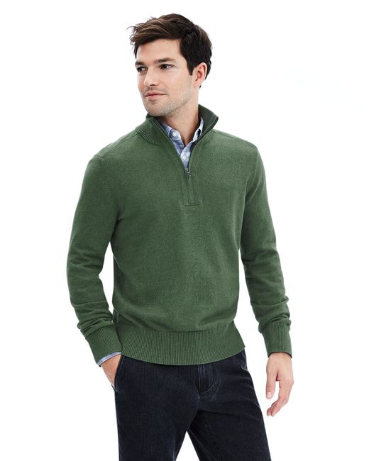 Banana republic Cotton Cashmere Half-zip Sweater Pullover in Green for ...
