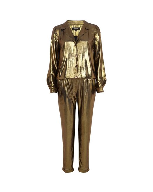 River Island Gold Metallic Boiler Suit