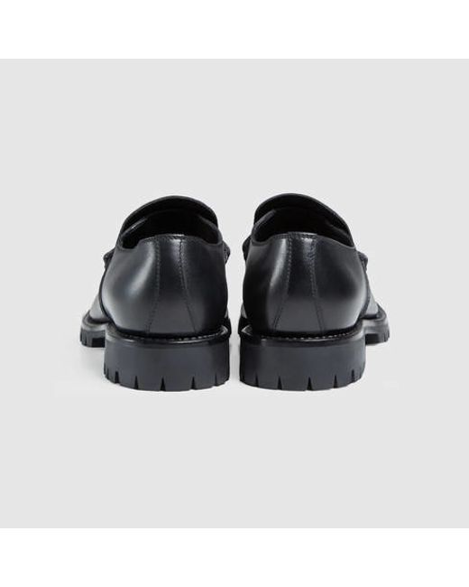 Gucci Black Men's Leather Lug Sole Horsebit Loafer for men