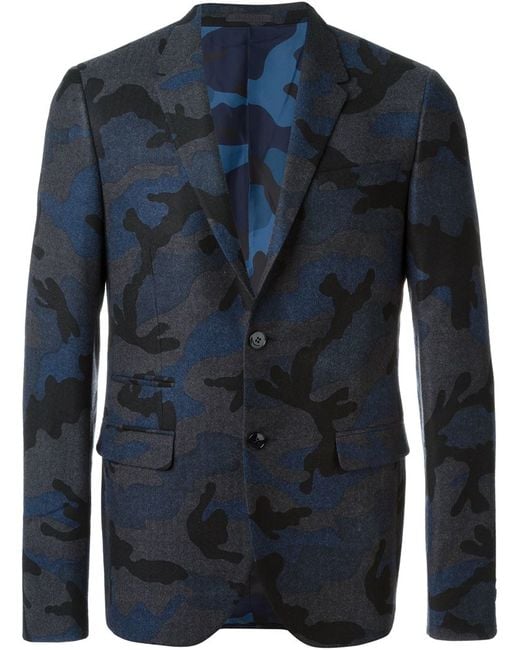 Valentino Blue Camouflage Blazer for men