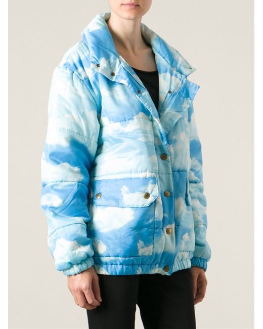 Moschino Blue Cloud Print Padded Jacket