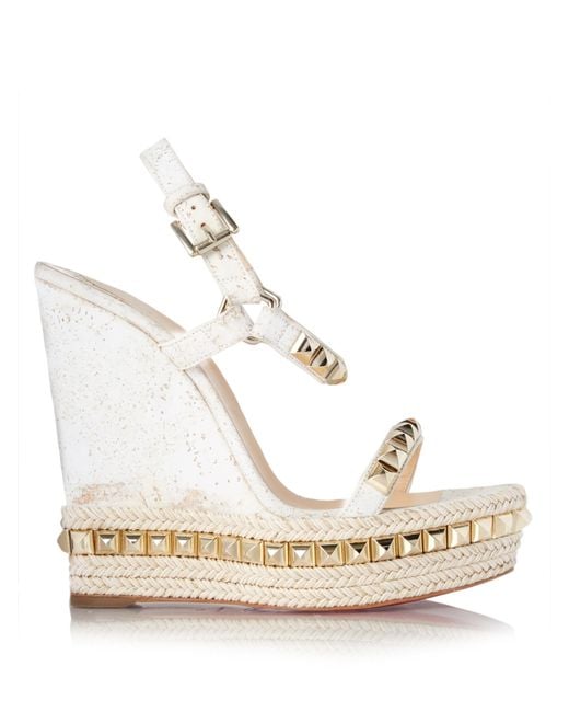 Christian Louboutin Cataclou Embellished Espadrille Wedge Sandals in ...