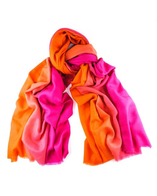 Black.co.uk Dégradé Pink To Orange Shaded Pashmina Shawl - 100% Cashmere