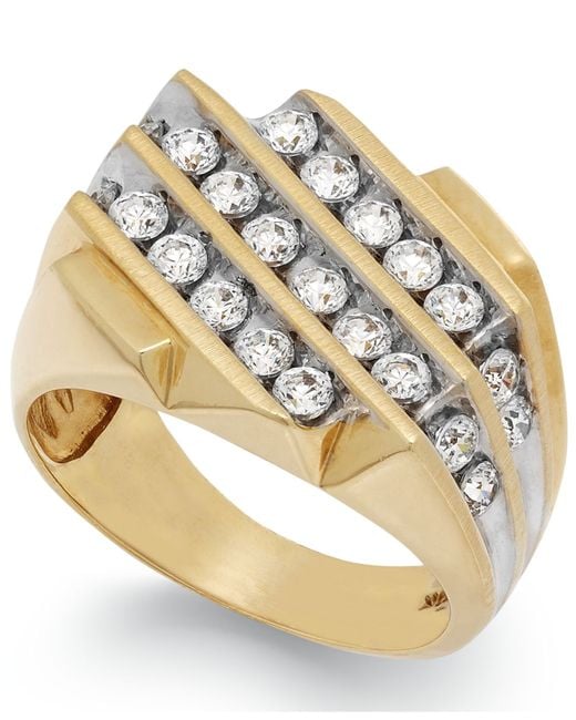 Macy's Men's Diamond Threerow Ring In 10k Gold (11/2 Ct. T.w.) in