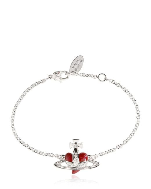 Vivienne Westwood Metallic Diamante Heart Bracelet