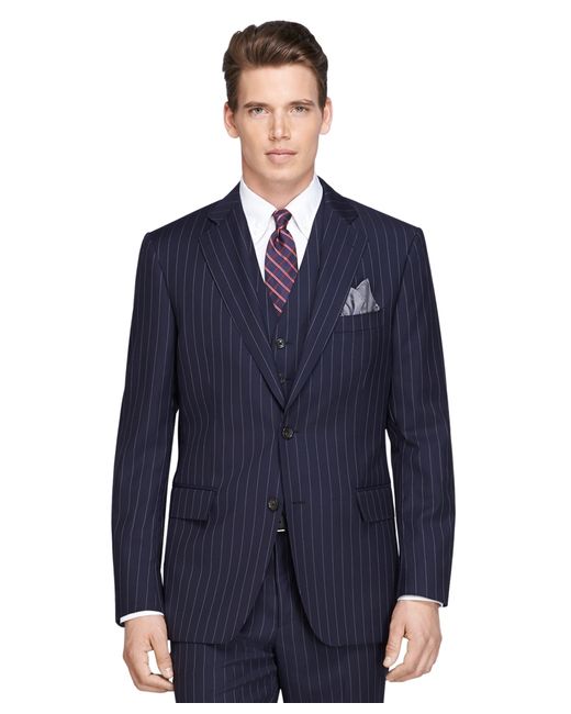 Brooks brothers Regent Fit Navy Bold Stripe Threepiece 1818 Suit in