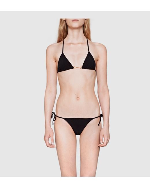 Gucci Black Swim Jersey Horsebit Bikini