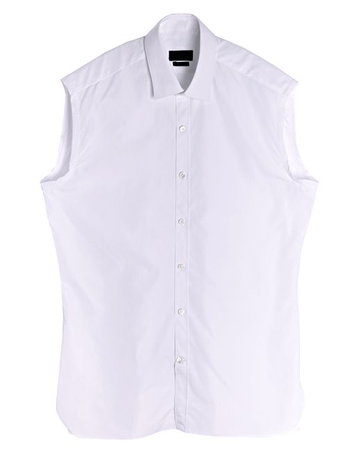 Lanvin White Mens Sleeveless Raw Edge Cotton Shirt for men