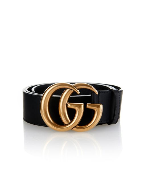 Gucci Black Gg-Logo Leather Belt for men