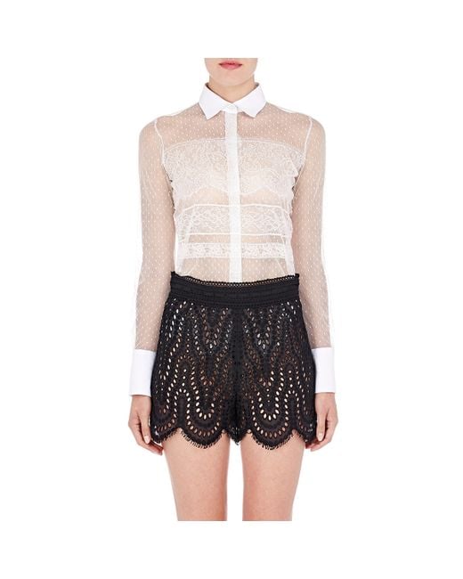 Valentino Swiss Dot & Lace Blouse in White Save 76 Lyst