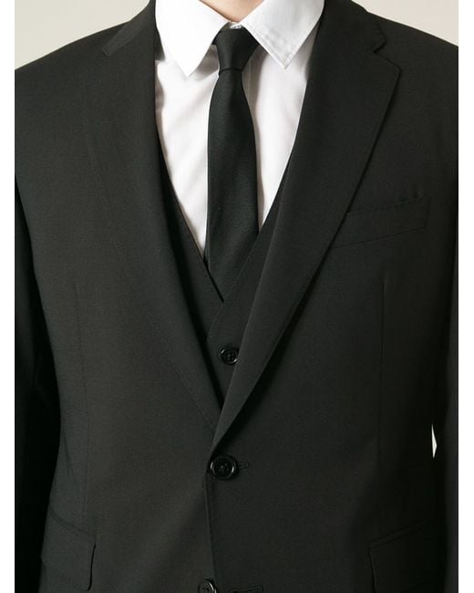 Emporio Armani Black Formal Three Piece Suit for men