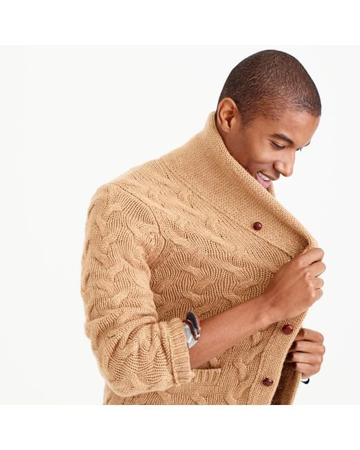 J.Crew Italian Cashmere Cable knit Shawl Cardigan in Natural for Men Lyst