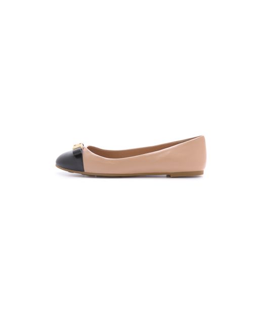Marc By Marc Jacobs Natural Tuxedo Logo Plaque Flats - Nude/Black