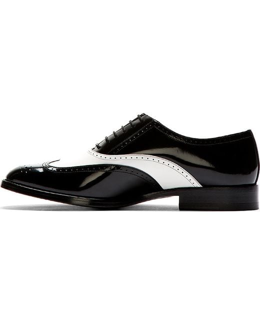 Saint Laurent Black And White Leather University Richelieu Spectator Shoes  | Lyst