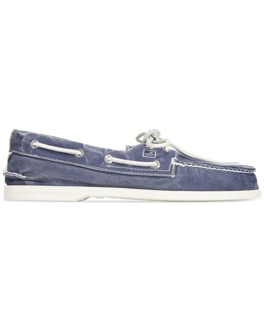 Sperry Top Sider Men s A o 2 eye Salt Washed Canvas Boat Shoes in Blue for Men Lyst