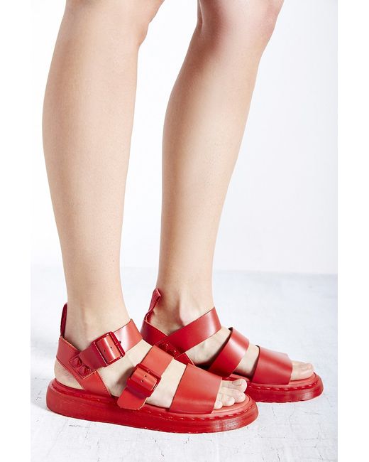 Dr. Martens Gryphon Strap Sandal in Red | Lyst Dr. Martens Gryphon Strap Sandal in Red | Lyst