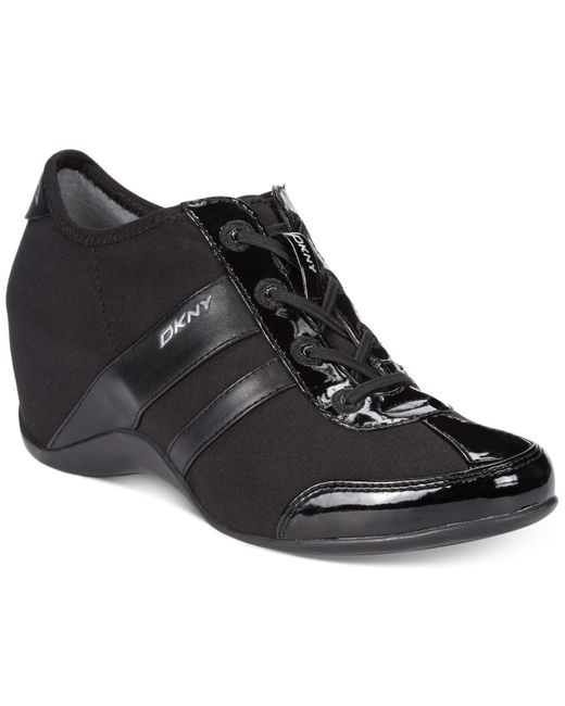 DKNY Black Paige Wedge Sneakers