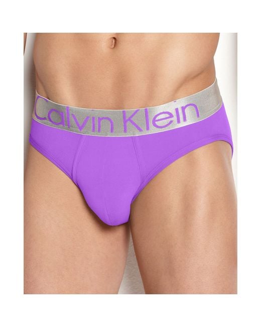 Calvin Klein Steel Microfiber Hip Brief in Purple for Men | Lyst