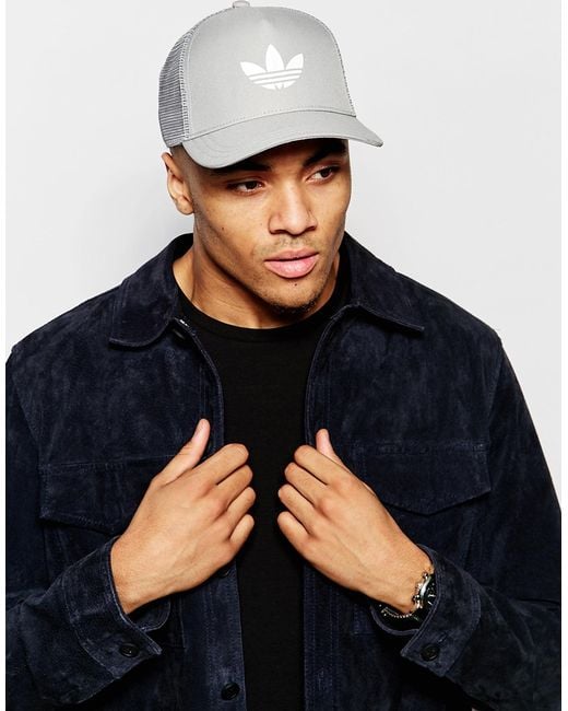 adidas Originals Trucker Cap in Gray for Men | Lyst