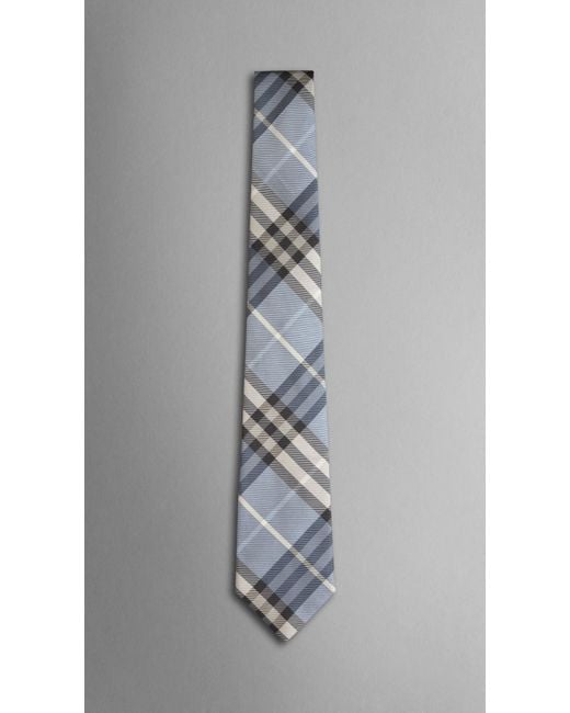 Burberry Blue Classic Cut Check Silk Tie for men
