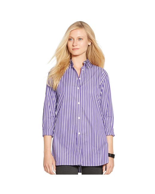 Ralph Lauren Purple Striped Cotton Poplin Shirt