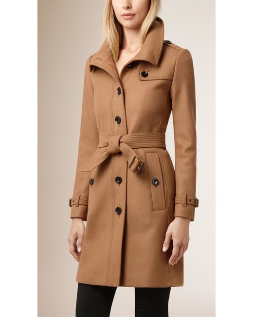 Burberry Virgin Wool Cashmere Blend Trench Coat in Brown | Lyst