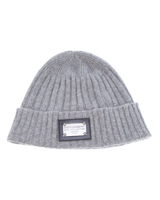 Dolce \u0026 Gabbana Ribbed Beanie in Grey 
