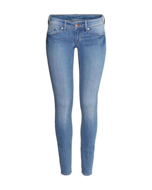 H&M Super Skinny Super Low Jeans Donna Stretch Denim Nero 